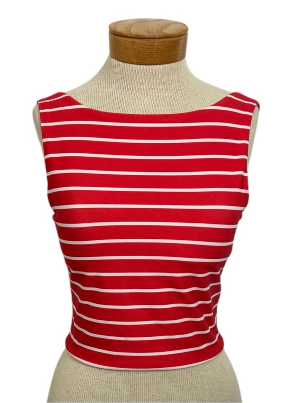 Abercrombie YPB SculptLUX Striped Crop Tank M Red White Boat Neck Padded Active